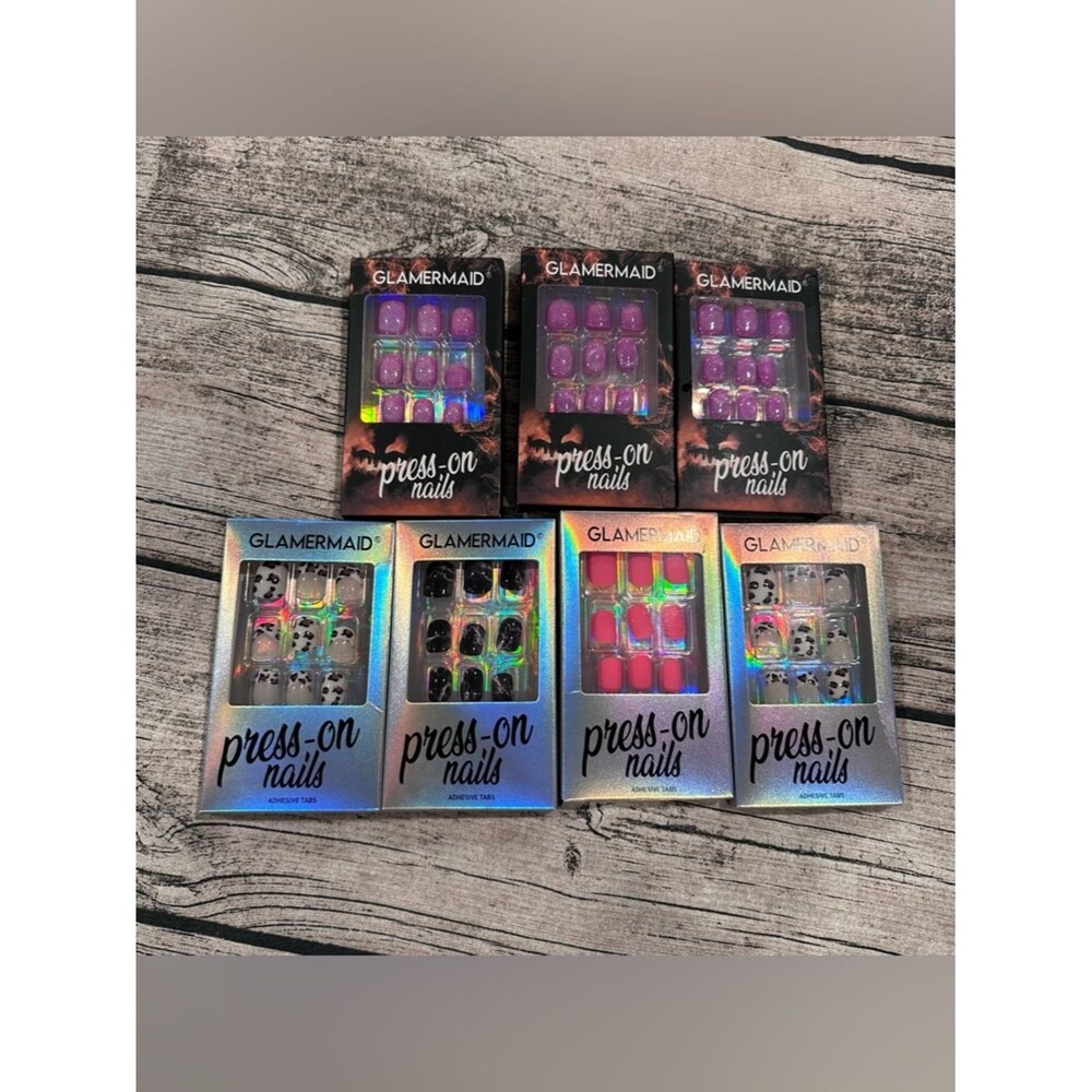 Lot of 7 Glamermaid Press-On Nails Pack - Squoval Shaped
